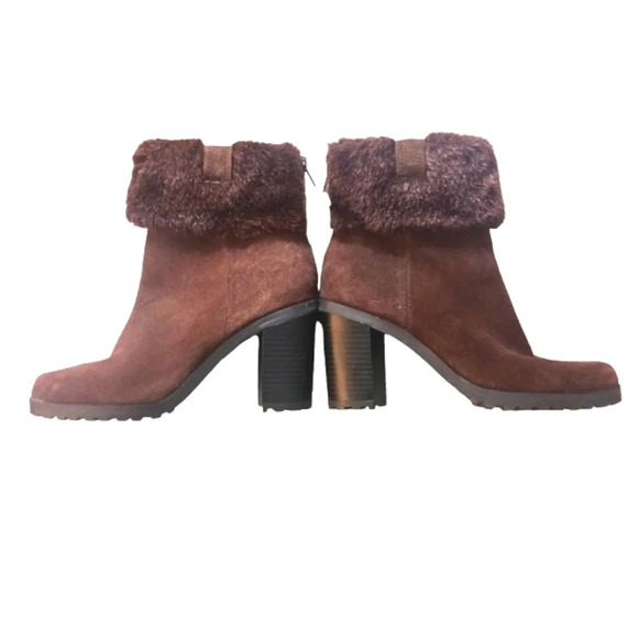 HALSTON | Vintage 1990s Cindy brown suede and faux fur boots - Picture 6 of 12
